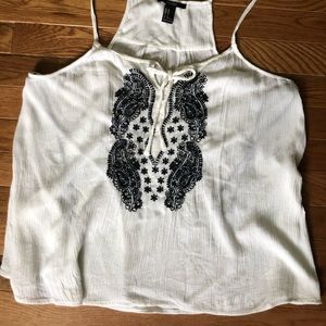 Forever 21 Bohemian Embroidered Tank Top